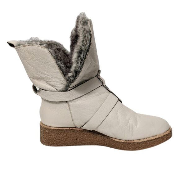 REBECCA MINKOFF Perry Leather Fur Lined Foldover Buckle Boots 8.5 - Picture 5 of 11